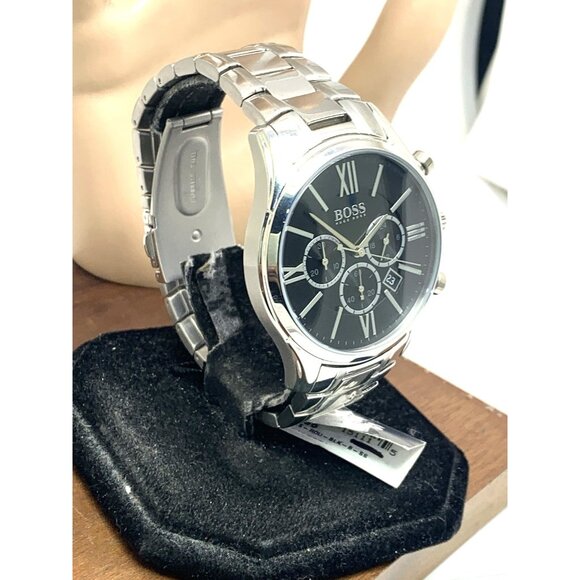 Hugo Boss Men's Watch 1513196 Quartz Chronograph Black Gray Dial Silver 43mm - Picture 13 of 13